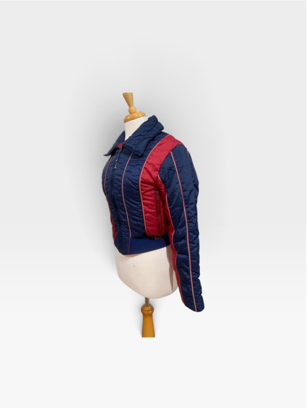 Vntg 70’s Women's White Stag Puffy Bomber Jacket Size S Blue Red - Picture 4 of 10